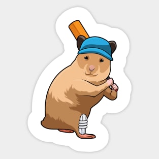 Hamster at Cricket with Cricket bat Sticker